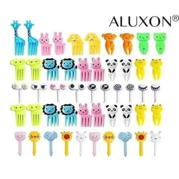 Yangcan0507 50 Pcs Food Fruit Fork Picks for Kids Cute Animals Bento Box Decor ForksCake Little Forks Dessert Forks Mini Cartoon Toothpick for Cake Dessert Pastry Party Supply