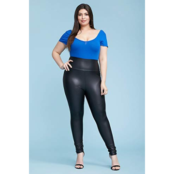 J2 LOVE Women's High Waisted Faux Leather Leggings