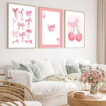 Trendy Pink Bows Wall Art - Chic Canvas Prints for Decor