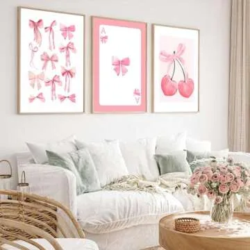 Trendy Pink Bows Wall Art - Chic Canvas Prints for Decor