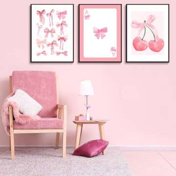 Trendy Pink Bows Wall Art - Chic Canvas Prints for Decor