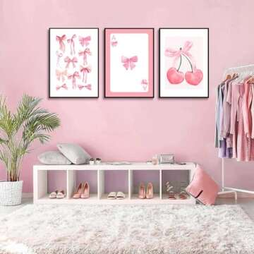 Trendy Pink Bows Wall Art - Chic Canvas Prints for Decor