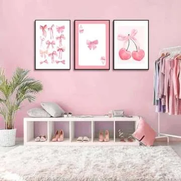 Trendy Pink Bows Wall Art - Chic Canvas Prints for Decor