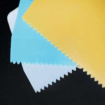 Dough Scrapers, Cake Smoother Fondant Icing Scraper Cutters,Plastic Jagged Curved Flat Edges Scraper Tool Set, Bench Bowl Scraper, Kitchen Food Scrapers for Baking Pasta Pastry Pizza Bread(8pcs)