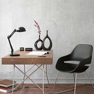 Ceramic Hollow Vases Set of 2, Flower Vase for Decor, Modern Decorative Vase Centerpiece for Wedding Dinner Table Party Living Room Office Bedroom, Housewarming Gift (Black)