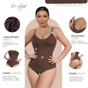 Soo slick Seamless Bodysuit for Women Tummy Control Shapewear | Sculpting Thong Dupes Shaping Tops Medium