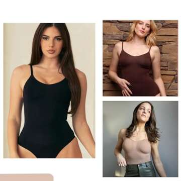 Soo slick Seamless Bodysuit for Women Tummy Control Shapewear | Sculpting Thong Dupes Shaping Tops Medium