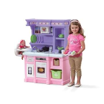 Step2 Little Baker's Kids Kitchen Playset, Indoor/Outdoor Kitchenette, Interactive Play with Lights ...