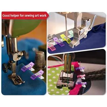 BamLue 100 Pieces Sewing Clips Multi-Color with Tin Box for Sewing Craft, Crafting, Crochet and Knitting, All Purpose Assorted Plastic Clips for Quilting Binding, Fabric, Paper Clips, Blinder Clips