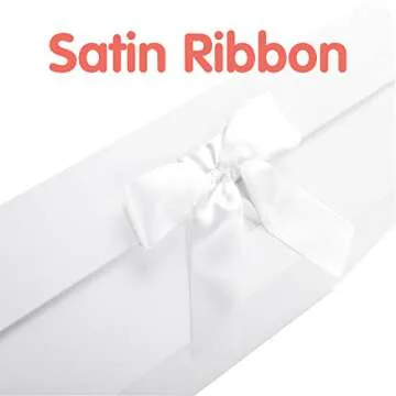 HAPPY POTATO 6 Large Gift Boxes with Ribbon 13.5x9x4.1 Inches, White Gift Boxes with Lids, Bridesmaid Proposal Boxes, Magnetic Gift Boxes for presents (Glossy White, Pack of 6)