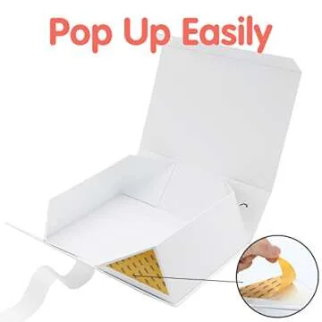 HAPPY POTATO 6 Large Gift Boxes with Ribbon 13.5x9x4.1 Inches, White Gift Boxes with Lids, Bridesmaid Proposal Boxes, Magnetic Gift Boxes for presents (Glossy White, Pack of 6)