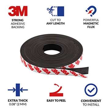 Magnetic Tape Roll, 15 Feet Strong Adhesive Magnetic Strip for DIY, Art Projects and More!