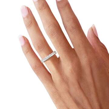 Bo.Dream 3mm Round Cubic Zirconia CZ Full Eternity Wedding Band Sterling Silver Size 5