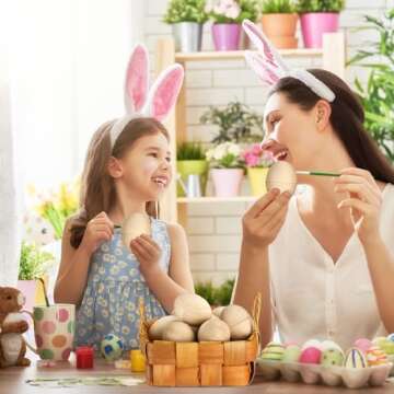 Halloscume 24 Unfinished Wooden Easter Eggs for Crafts