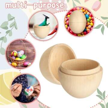 Halloscume 24 Unfinished Wooden Easter Eggs for Crafts