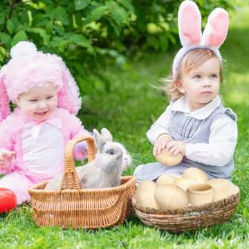 Halloscume 24 Unfinished Wooden Easter Eggs for Crafts