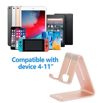 Urmust Cell Phone Stand for Desk Phone Holder Dock Cradle Stand for iPhone 15 14 13 12 11 Pro Max X Xr 8 Plus 7 6, Tablet(4-10in) Light Gold