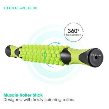 Doeplex Muscle Roller Massage Stick for Athletes, 17.5" Body Massager Soreness, Cramping Pain & Tightness Relief Helps Legs & Back Recovery Tools, Travel Size 17.5 inch