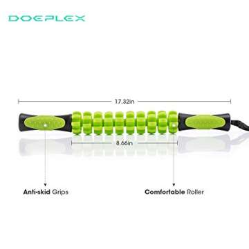 Doeplex Muscle Roller Massage Stick for Athletes, 17.5" Body Massager Soreness, Cramping Pain & Tightness Relief Helps Legs & Back Recovery Tools, Travel Size 17.5 inch
