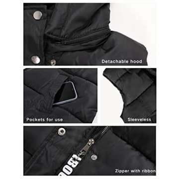 Fiona Jolin Long Puffer Vest Women Sleeveless Hooded Puffy Jacket Coat Outerwear Vest Gilet