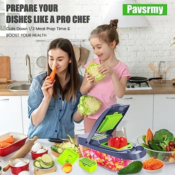 Pavsrmy 12-IN-1 Vegetable Chopper with 8 Blades - Kitchen Essential