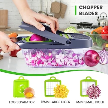Pavsrmy 12-IN-1 Vegetable Chopper with 8 Blades - Kitchen Essential