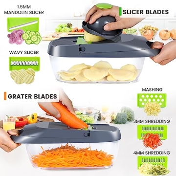 Pavsrmy 12-IN-1 Vegetable Chopper with 8 Blades - Kitchen Essential