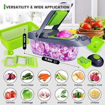 Pavsrmy 12-IN-1 Vegetable Chopper with 8 Blades - Kitchen Essential