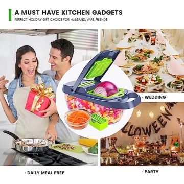 Pavsrmy 12-IN-1 Vegetable Chopper with 8 Blades - Kitchen Essential