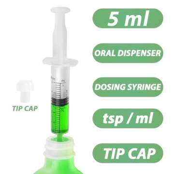 5mL Syringe for Liquid, Food, Oral, Scientific Labs, Measurement, Dispensing, Press-In Adapter, Craf...