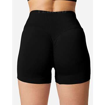 YEOREO Women Cross Waist Seamless Scrunch Workout Shorts High Waisted Booty Lifting Gym Yoga Shorts Black S