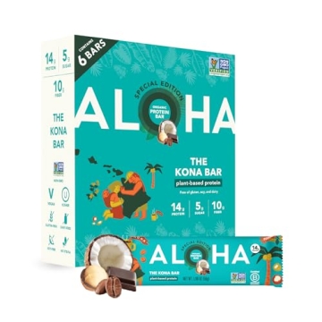 ALOHA Organic Plant Based Protein Bars - Kona Bar Special Edition, Vegan & Gluten Free