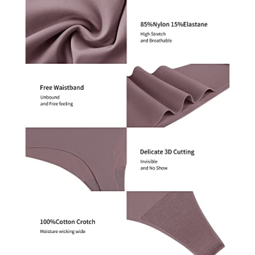 SHARICCA Women No Show Seamless Underwear Thong Multi Pack