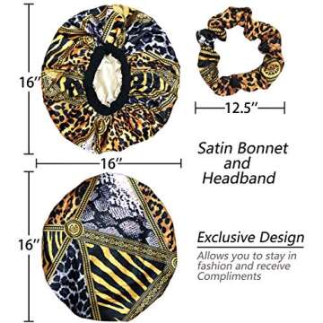 Extra Large Silk Bonnet for Women Double-Layer Satin Sleep Cap for Curly Natural Frizzy Hair