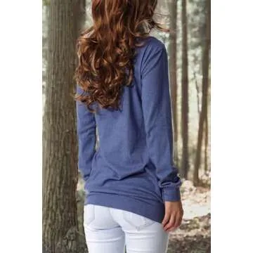 levaca Long Sleeve Shirts For Women Cowl Neck Sweatshirts Tunic Tops for Leggings Blue L V02