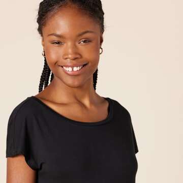 Amazon Essentials Women's Jersey Standard-Fit Short-Sleeve Boat-Neck T-Shirt, Pack of 2, Black/White French Stripe, Large