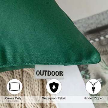 MIULEE Pack of 2 Decorative Outdoor Waterproof Pillow Covers Garden Cushion Sham Throw Pillowcase Shell for Spring Patio Tent Couch 18x18 Inch Army Green