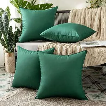 MIULEE Pack of 2 Decorative Outdoor Waterproof Pillow Covers Garden Cushion Sham Throw Pillowcase Shell for Spring Patio Tent Couch 18x18 Inch Army Green