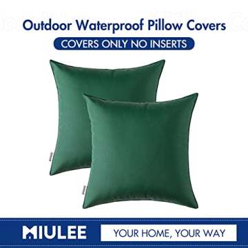 MIULEE Pack of 2 Decorative Outdoor Waterproof Pillow Covers Garden Cushion Sham Throw Pillowcase Shell for Spring Patio Tent Couch 18x18 Inch Army Green