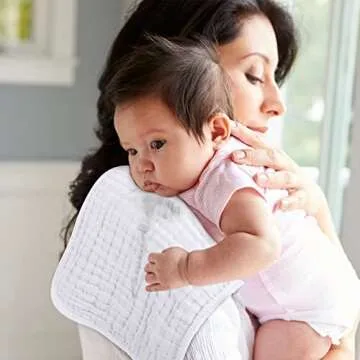 Looxii Muslin Burp Cloths 100% Cotton Muslin Cloths Large 20''x10'' Extra Soft and Absorbent 6 Pack Baby Burping Cloth Pure White