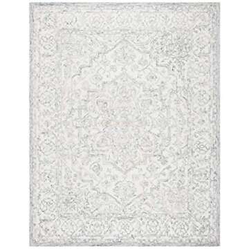 SAFAVIEH Trace Collection Area Rug - 8' x 10', Ivory & Charcoal, Handmade Wool, Ideal for High Traff...