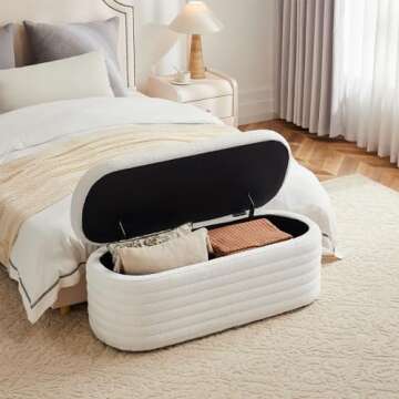 ZOMGE HUZZ 45 Inch Storage Ottoman Bench Upholstered Fabric Bedroom Benches, Modern Comfy End of Bed...