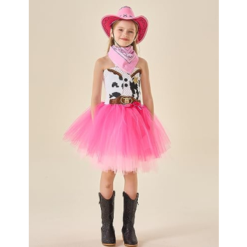 Charming Pink Cowgirl Costume for Girls with Hat