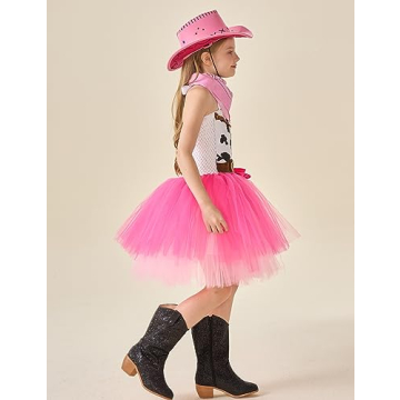 Charming Pink Cowgirl Costume for Girls with Hat