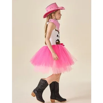 Charming Pink Cowgirl Costume for Girls with Hat