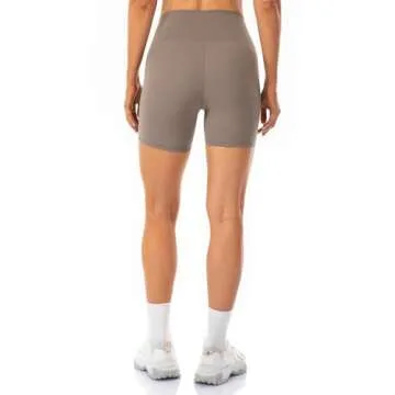 Lavento Women's All Day Soft Biker Shorts 5 Inch - High Waisted Workout Gym Running Yoga Shorts (Light Taupe, 4)