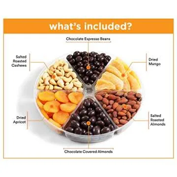 Gourmet Chocolate Nuts & Dried Fruit Gift Tray 6-Pt