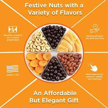 Gourmet Chocolate Nuts & Dried Fruit Gift Tray 6-Pt