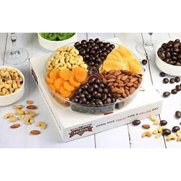 Gourmet Chocolate Nuts & Dried Fruit Gift Tray 6-Pt