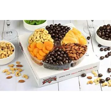 Gourmet Chocolate Nuts & Dried Fruit Gift Tray 6-Pt